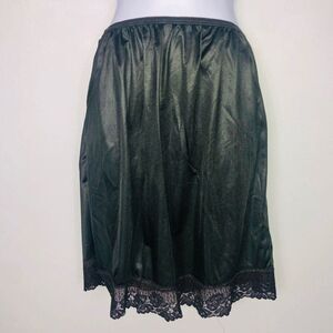 Vintage 70s Womens M Half Slip Black Lace Skirt
